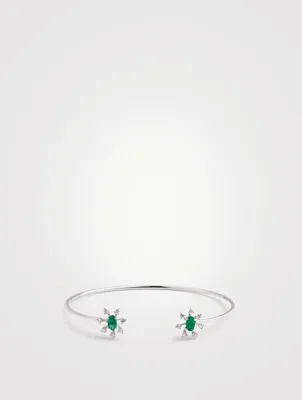 Bestow 18K White Gold Bracelet With Emerald And Diamonds