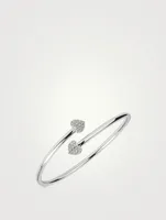 Hearts 18K White Gold Bangle Bracelet With Diamonds