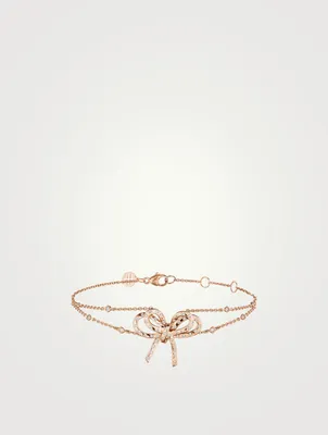 Romance 18K Rose Gold Ribbon Bracelet With Diamonds
