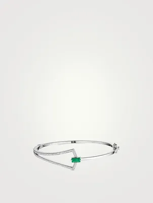 Spectrum 18K Gold Bangle Bracelet With Emerald And Diamonds