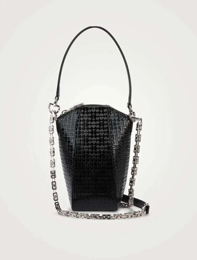 Mini Antigona Vertical Embossed Leather Crossbody Chain Bag