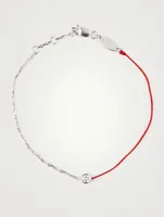 Pure 18K White Gold String Chain Bracelet With Diamond