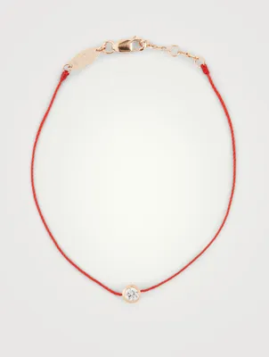 So Pure 18K Rose Gold String Bracelet With Diamond