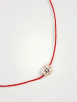 So Pure 18K Rose Gold String Bracelet With Diamond