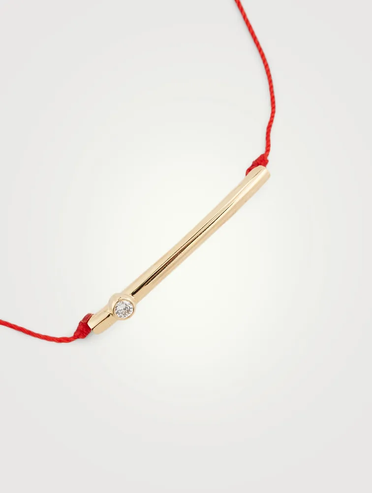 Tube 18K Gold String Bracelet With Diamond