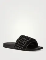 Shearling And Leather Pool Slide Sandals