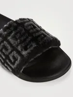 Shearling And Leather Pool Slide Sandals