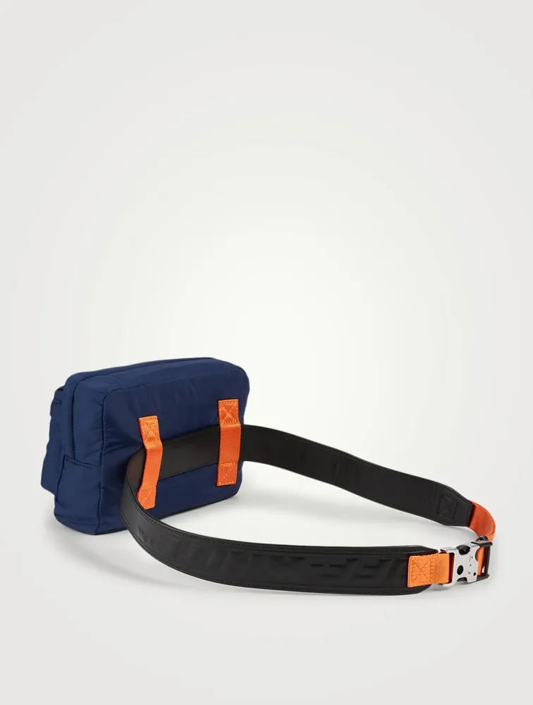 Nylon Belt Bag With Leather Belt