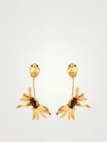 Sunflower Clip-On Drop Earrings