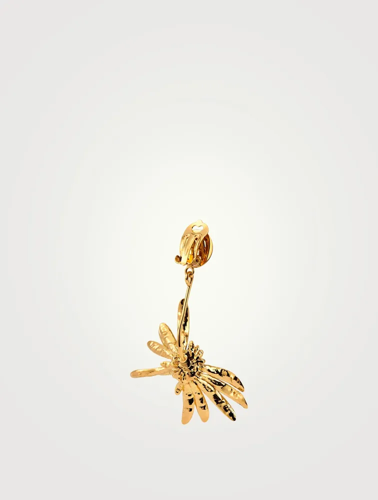 Sunflower Clip-On Drop Earrings