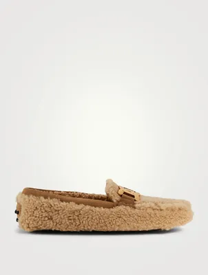 City Gommini Suede And Shearling Driving Shoes