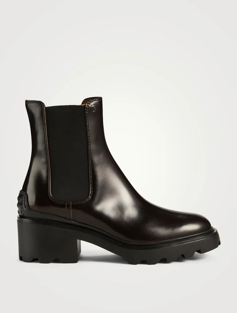 Block-Heel Leather Chelsea Boots