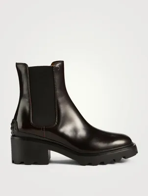 Block-Heel Leather Chelsea Boots