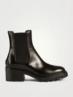 Block-Heel Leather Chelsea Boots