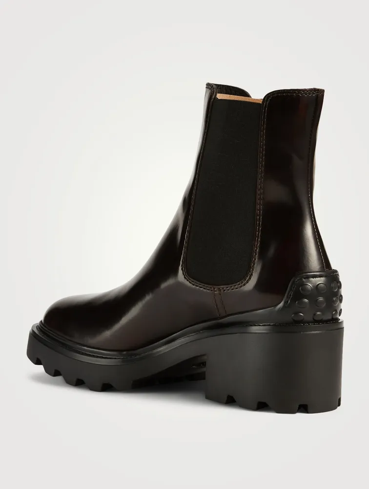 Block-Heel Leather Chelsea Boots