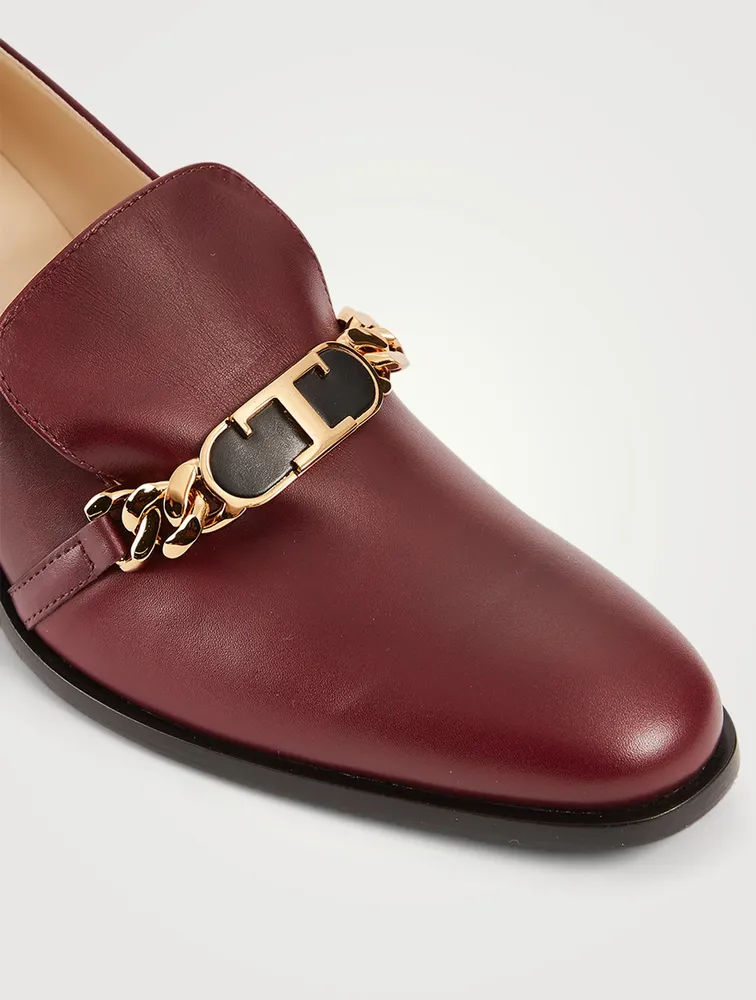 Block-Heel Leather Loafers