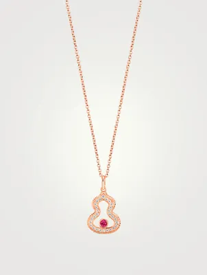 Wulu 18K Rose Gold Necklace With Diamonds And Ruby