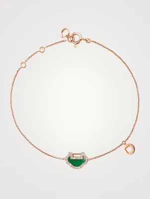 Petite Yu Yi 18K Rose Gold Bracelet With Diamonds And Jade