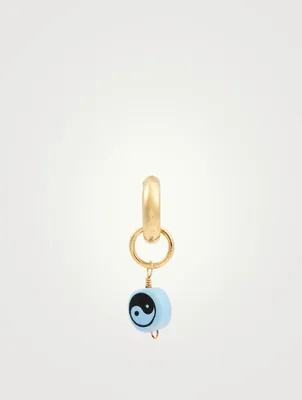 Ying Yang 18K Gold-Plated Silver Hoop Earring