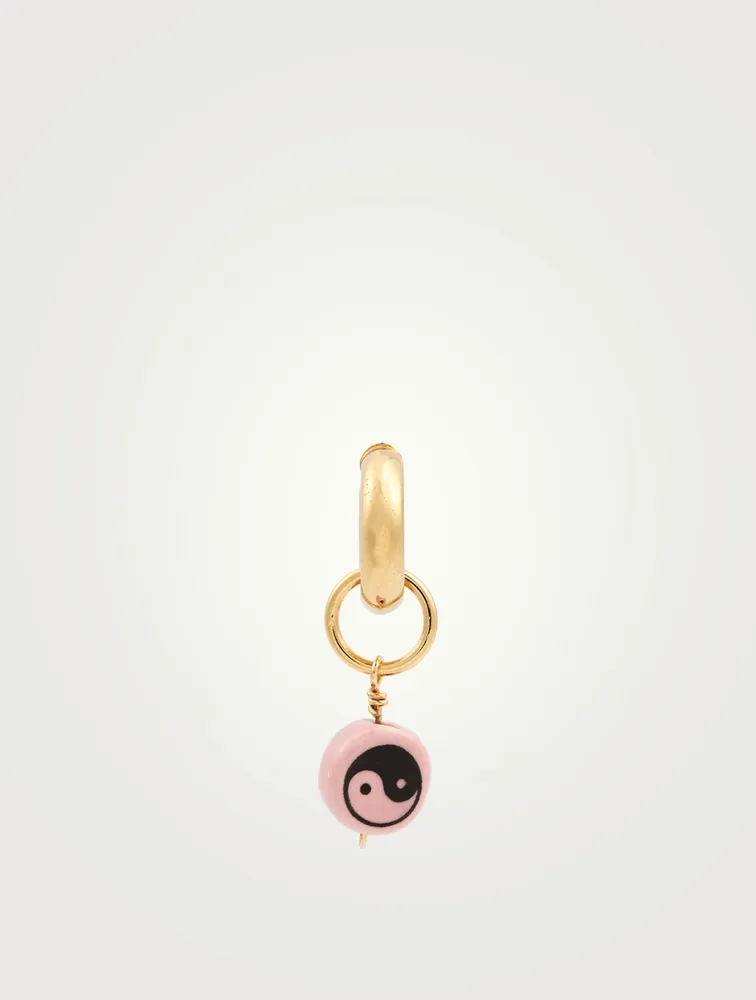 Ying Yang 18K Gold-Plated Silver Hoop Earring