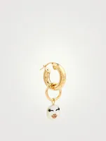 Lovely Rebel 18K Gold-Plated Silver Hoop Earring With Kiss Face Pearl