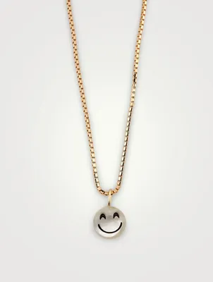 Happy Rebel 18K Gold-Plated Brass Necklace With Happy Face Pearl