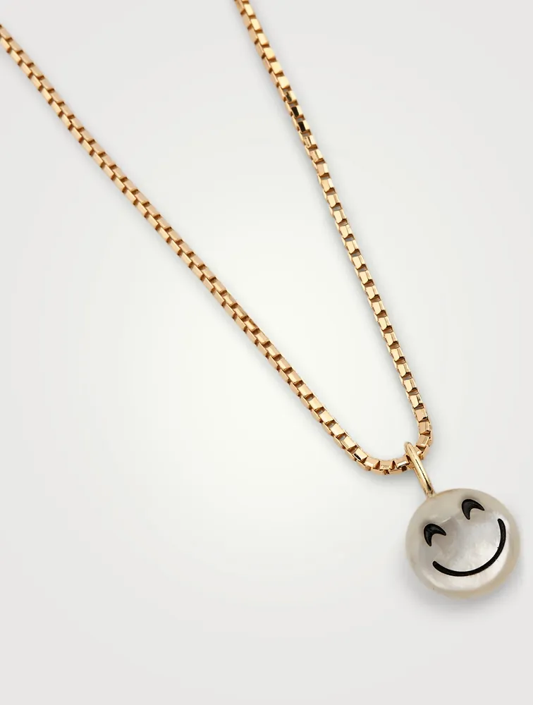 Happy Rebel 18K Gold-Plated Brass Necklace With Happy Face Pearl