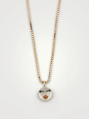 Lovely Rebel 18K Gold-Plated Silver Necklace With Kiss Face Pearl