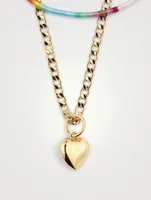 No War 18K Gold-Plated Brass And Cotton Necklace With Heart Pendant