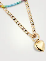 No War 18K Gold-Plated Brass And Cotton Necklace With Heart Pendant