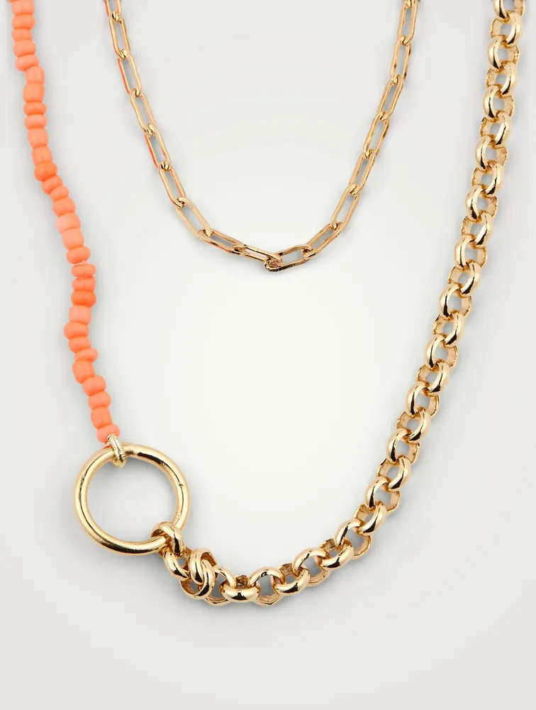 Sisterhood 18K Gold-Plated Brass And Crystal Bead Layered Necklace