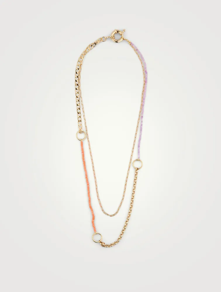 Sisterhood 18K Gold-Plated Brass And Crystal Bead Layered Necklace