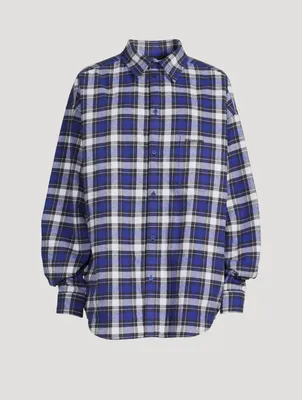 Oversized Padded Shirt Check Print