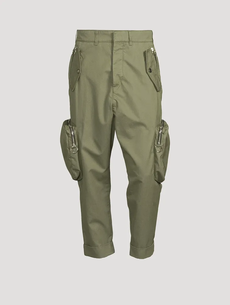 Cotton Wide-Leg Cargo Pants