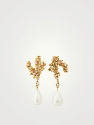 Coral Pearl Drop Earrings