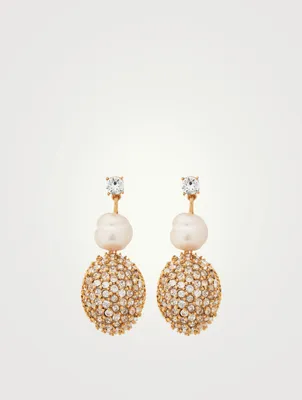 Pearl Drop Earrings With Crystals