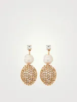 Pearl Drop Earrings With Crystals