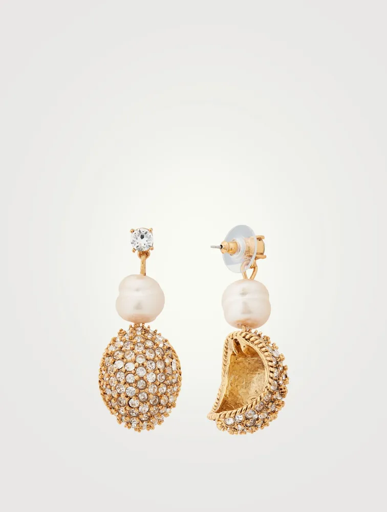 Pearl Drop Earrings With Crystals