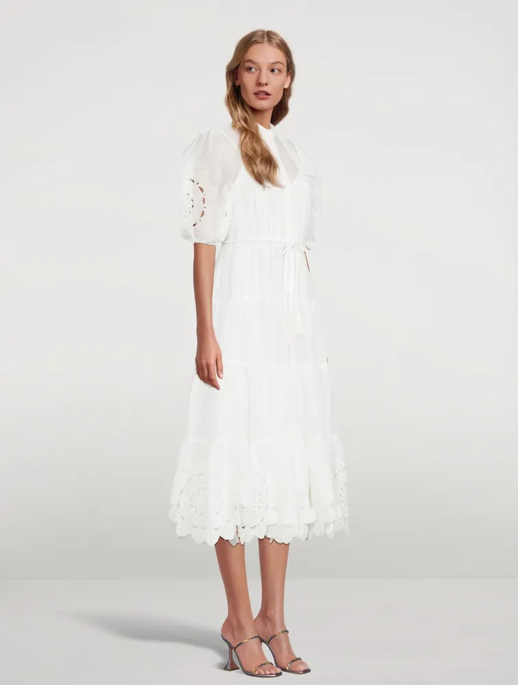 Teddy Scallop Frill Midi Dress