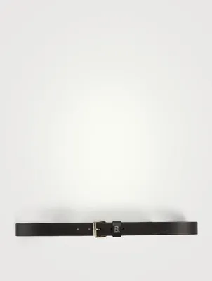 Leather Logo Rolled Buckle Belt
