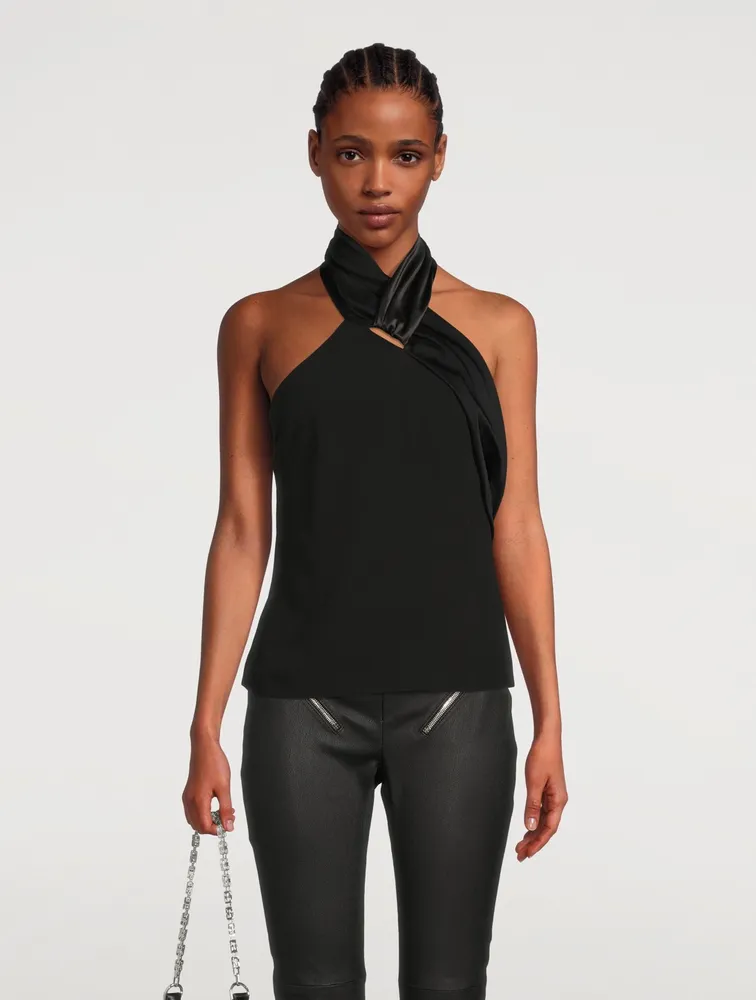 Satin Tuxedo Halter Top