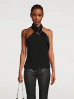 Satin Tuxedo Halter Top