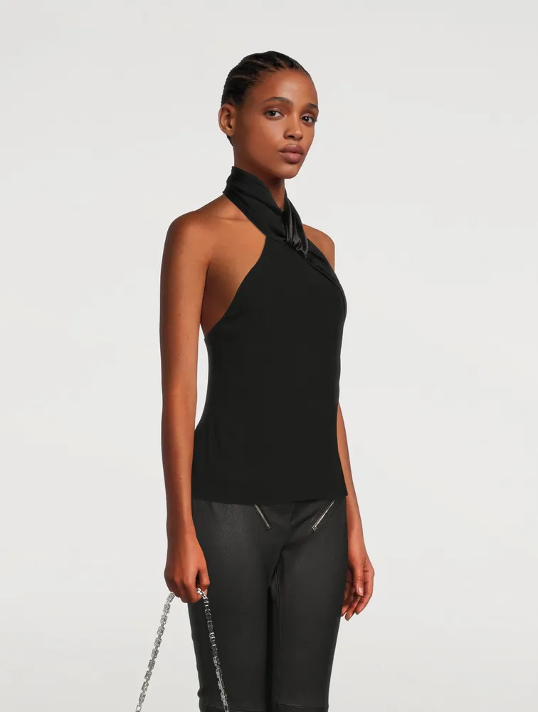 Satin Tuxedo Halter Top