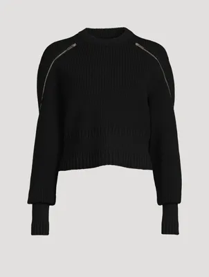 Cropped Sweater With Zippers