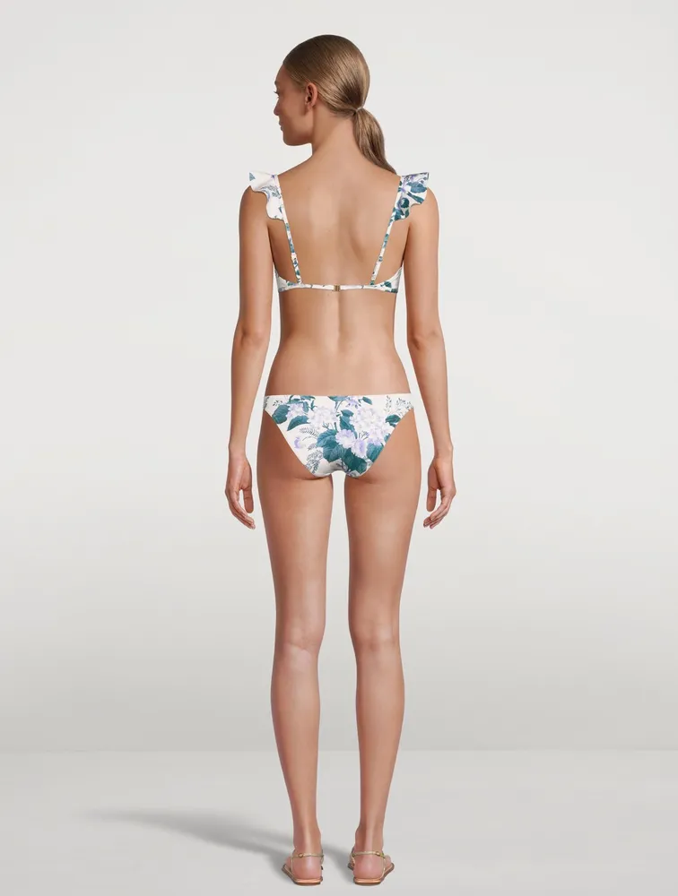 Cassia Waterfall Frill Bikini Set Hydrangea Floral Print