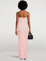 Ruched Velour Strapless Long Column Dress