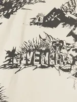 Boxy Shirt Gothic Logo Print