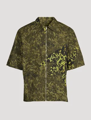 4G Short-Sleeve Zip Shirt Animal Print