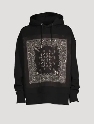 Cotton Bandana Hoodie With Crystals