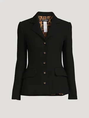Dolce Wool Crepe Blazer With Logo Buttons